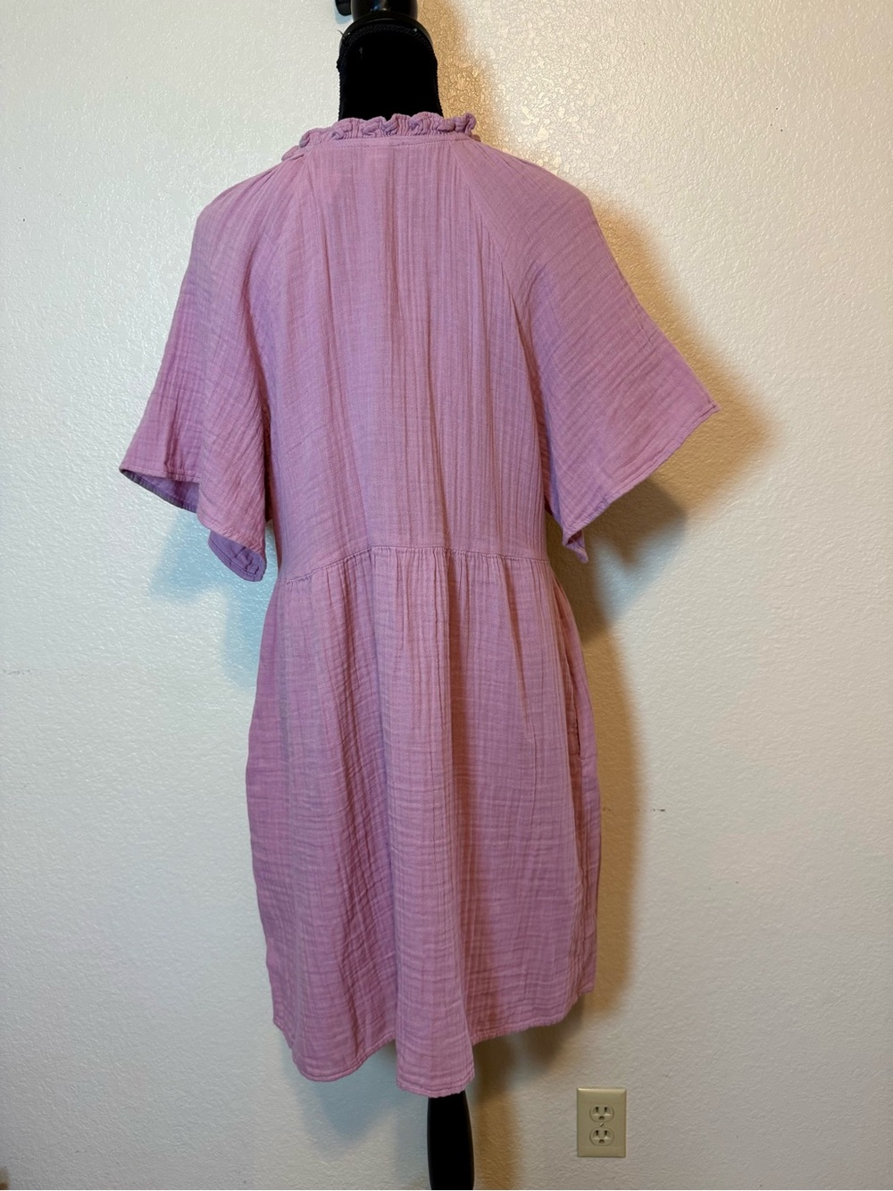 NWT Old Navy Split-Neck Crinkle Gauze Mini Swing Dress Lilac Size Large - Picture 8 of 14